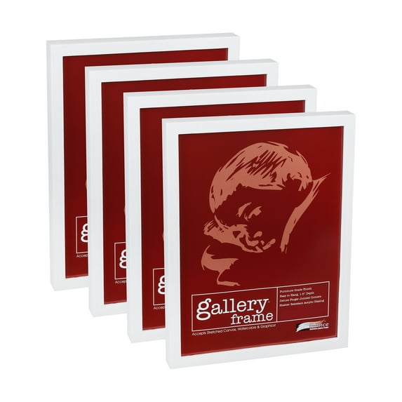 Ambiance Gallery 11x14 Wood Picture Frame for Stretched Canvas, Artist Panels and Art Boards, Single, pure white - 4 Pack