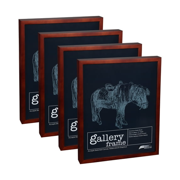 Ambiance Gallery 16x20 Wood Picture Frame for Stretched Canvas, Artist Panels and Art Boards, Single, walnut - 4 Pack