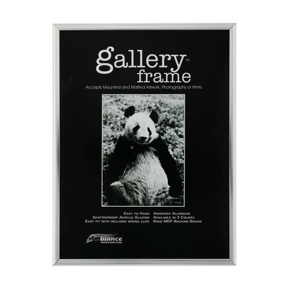 Ambiance Gallery Aluminum Picture Frame Includes Shatterproof Glazing and Spring Loaded Backerboard EASY TO FRAME - Single 20x24" - Silver