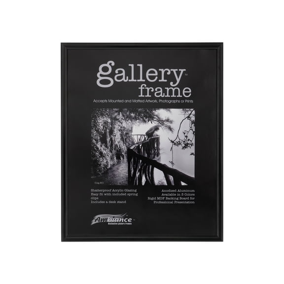 Ambiance Gallery Aluminum Picture Frame Includes Shatterproof Glazing and Spring Loaded Backerboard EASY TO FRAME - Single 24x36" - Black
