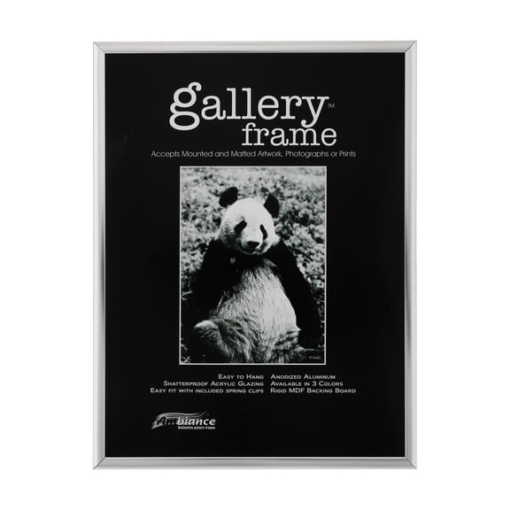Ambiance Gallery Aluminum Picture Frame Includes Shatterproof Glazing and Spring Loaded Backerboard EASY TO FRAME - Single 5x7" - Silver