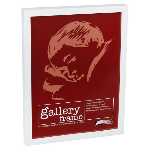 Ambiance Gallery Wood 1.5" Deep Picture Frames - 12x24" White Wood Frame, Shatter-Resistant Acrylic Glazing & MDF Backing, Horizontal or Vertical Wall Display