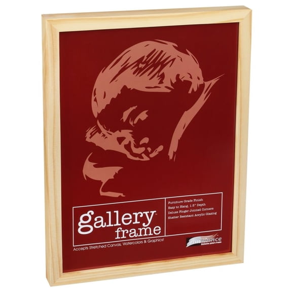 Ambiance Gallery Wood 1.5" Deep Picture Frames - 13 x 19" - 8 Pack Natural Wood Frame, Shatter-Resistant Acrylic Glazing & MDF Backing, Horizontal or Vertical Wall Display