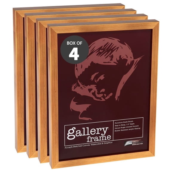 Ambiance Gallery Wood 1.5" Deep Picture Frames - 4 Pack 5×7" Antique Gold Wood Frame, Shatter-Resistant Acrylic Glazing & MDF Backing, Horizontal or Vertical Wall Display