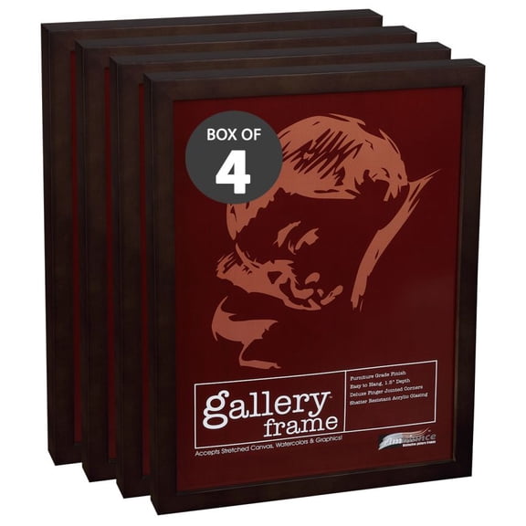 Ambiance Gallery Wood 1.5" Deep Picture Frames - 4 Pack 2634" Espresso Wood Frame, Shatter-Resistant Acrylic Glazing & MDF Backing, Horizontal or Vertical Wall Display