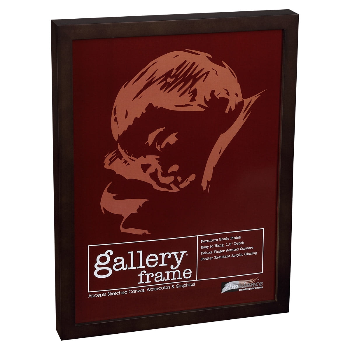 Ambiance Gallery Wood 1.5" Deep Picture Frames - 4 Pack 2028" Espresso Wood Frame, Shatter-Resistant Acrylic Glazing & MDF Backing, Horizontal or Vertical Wall 