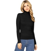 Ambiance Juniors Ribbed Long Sleeve Turtleneck Top Medium, Black
