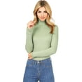 thumbnail image 1 of Ambiance Juniors Ribbed Long Sleeve Turtleneck Top (Sage, Medium), 1 of 3