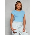 thumbnail image 1 of Womens Ambiance Ribbed Knit Crew Neck Crop Top, 1 of 3