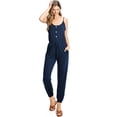 thumbnail image 1 of Ambiance Women's Juniors Casual Lounge Jogger Jumpsuit (Navy Blue, Medium), 1 of 4