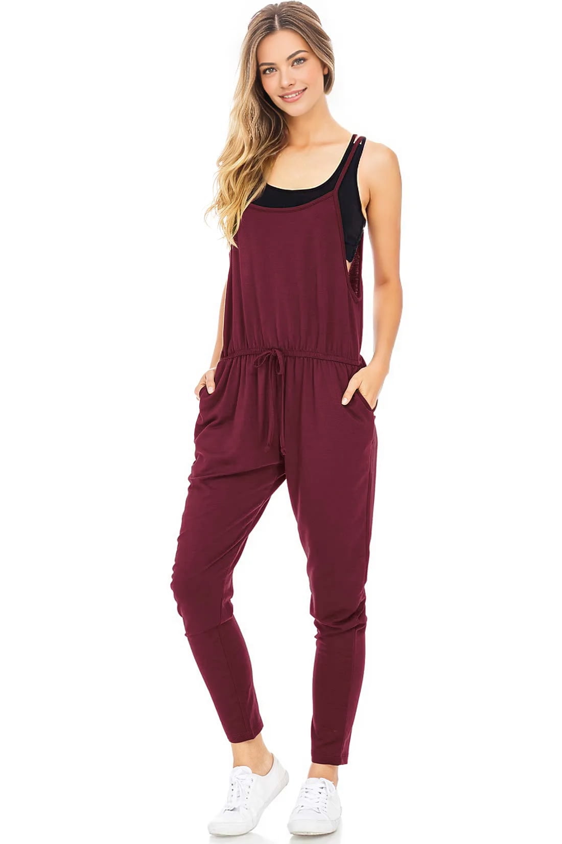 Ambiance Apparel Women s Activewear Terry Cloth Jogger Jumpsuit Navy Size S Walmart