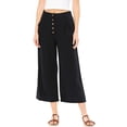thumbnail image 1 of Ambiance Women's Juniors Summer Linen Wide-Leg Culotte Pants (Black, Small), 1 of 4