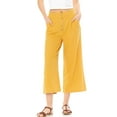thumbnail image 1 of Ambiance Women's Juniors Summer Linen Wide-Leg Culotte Pants (Mustard, Large), 1 of 4