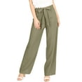 thumbnail image 1 of Ambiance Women's Juniors Wide Leg Spring Linen Pants (Olive, Large), 1 of 4