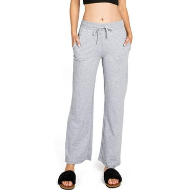 Ambiance Womens Juniors Petite Drawstring Bootcut Yoga Pants (Heather Gray, Large)