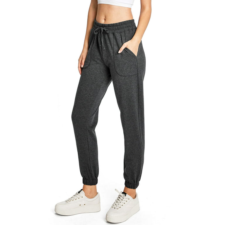 Ambiance Womens Juniors Slim-Fit Soft Jogger Sweatpants (Charcoal Gray,  Medium)