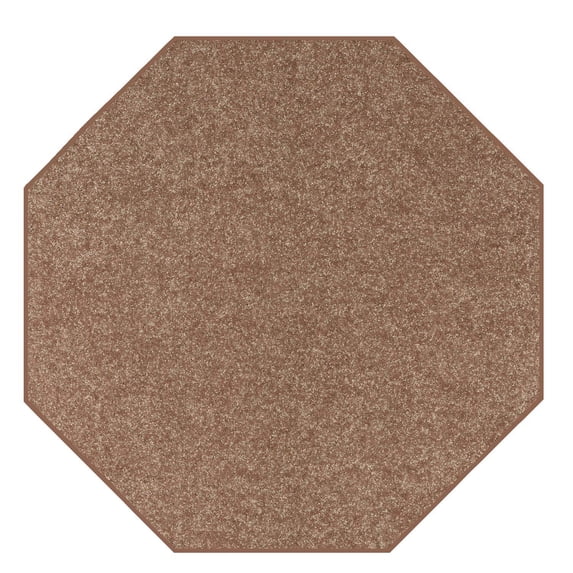 Ambiant Broadway Collection Solid Color Area Rugs Brown - 3' Octagon