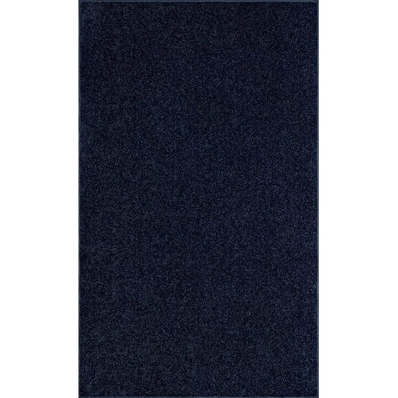 Ambiant Broadway Collection Solid Color Area Rugs Navy - 5' x 8'
