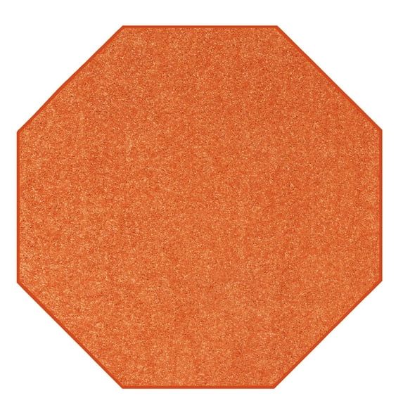 Ambiant Broadway Collection Solid Color Area Rugs Orange - 5' Octagon