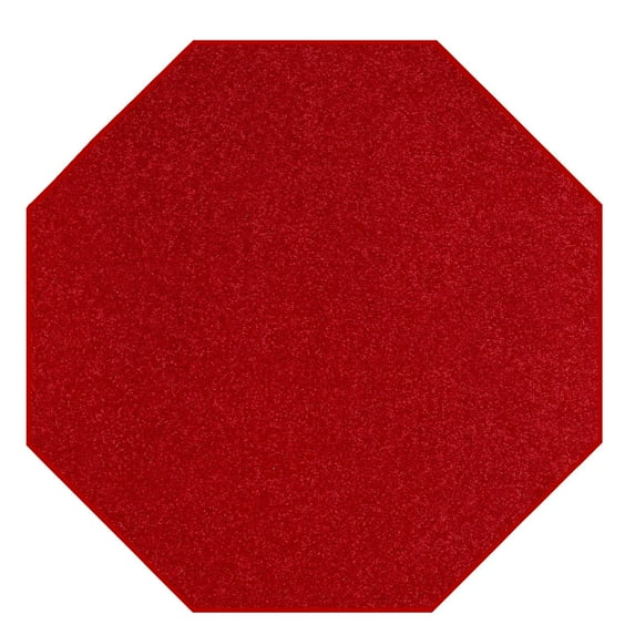Ambiant Broadway Collection Solid Color Area Rugs Red - 8' Octagon