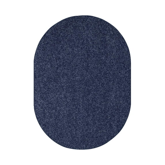 Ambiant Color World Collection Pet Friendly Area Rugs Petrol Blue - 6' x 9' Oval