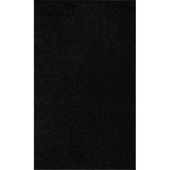Ambiant Kids Solid Color Area Rugs Black - 5' x 7'