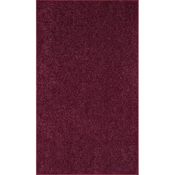 Ambiant Pet Friendly Solid Color Area Rugs Cranberry - 7' x 9'