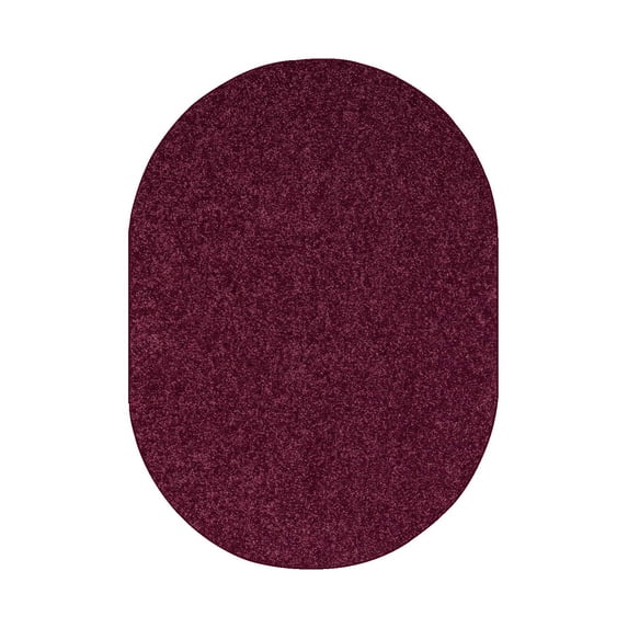 Ambiant Saturn Collection Solid Color Area Rugs Cranberry - 8' x 10' Oval