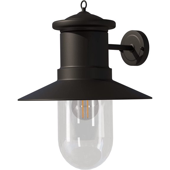 Ambiate Bolta Rustic Farmhouse Style Wall Sconce, Outdoor Use, Medium Base (E26) Socket, Black Finish, Clear Glass Shade, For Porches, Patios, Garage Openings, Commercial or Residential, ETL Listed
