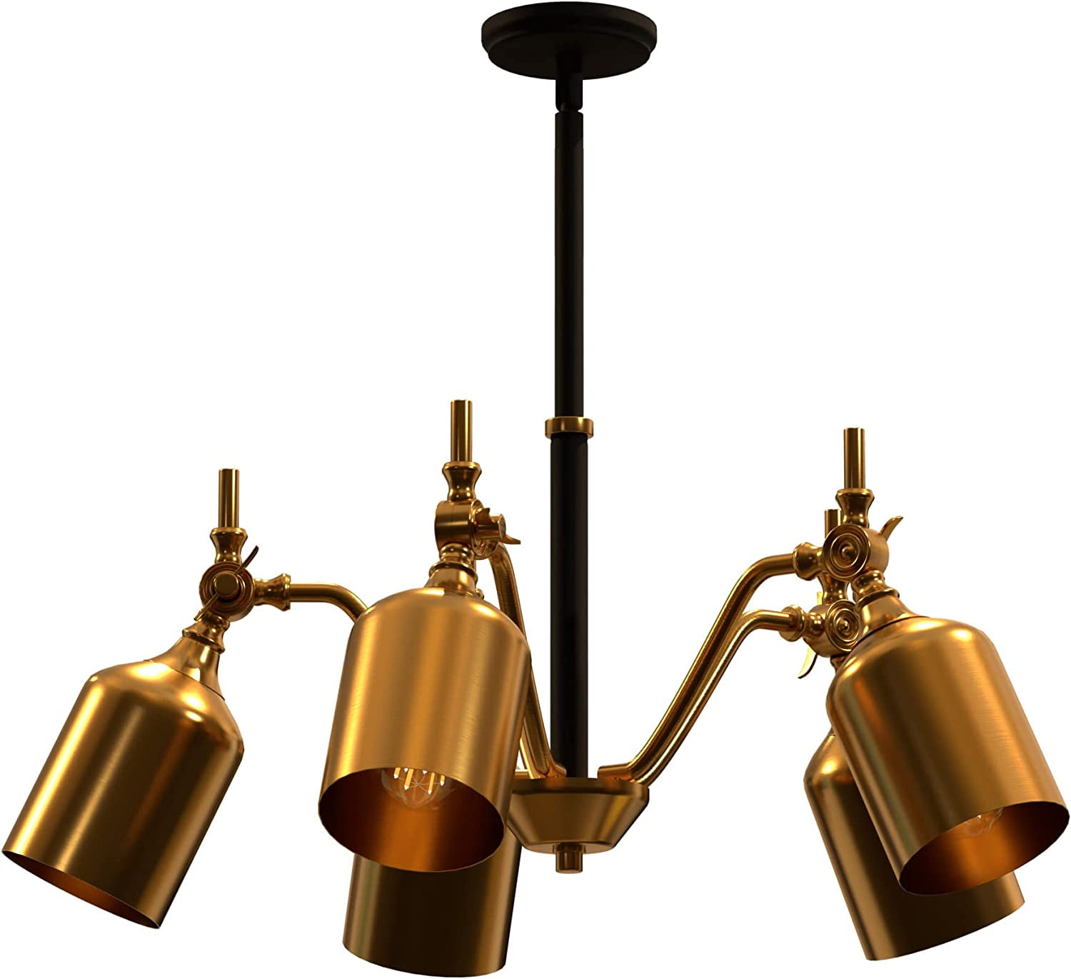 Ambiate Direttore 5Light Chandelier Fixture, Brushed Gold Shades with