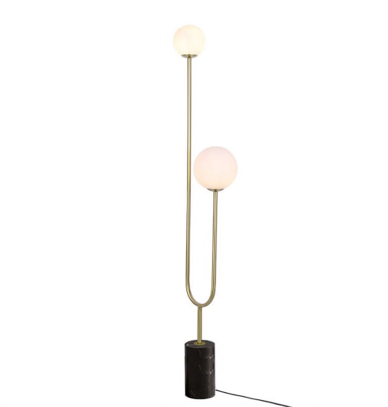 Modern U-Shaped Black Marble Base Floor Lamp with Frosted Glass