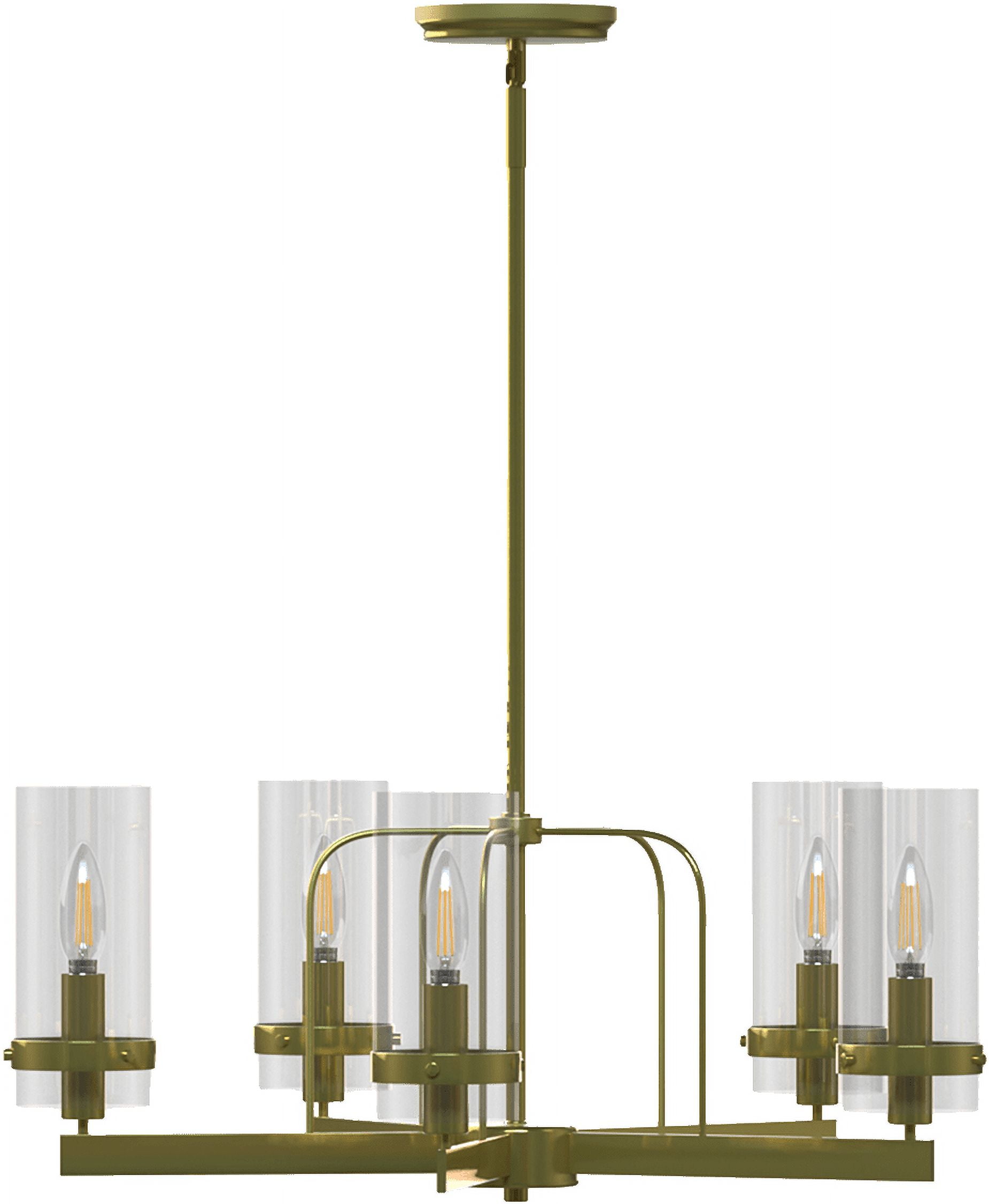Sara Gold Finish 5-Light Chandelier with Glass Shades