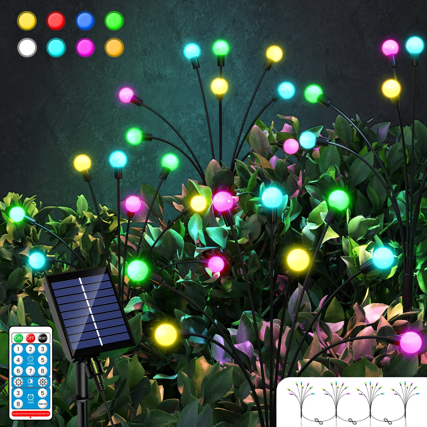 Ambicasa Solar Garden Lights 8 LED Waterproof Patio Pathway Yard Walkway Decor RGB 4 Pack Walmart