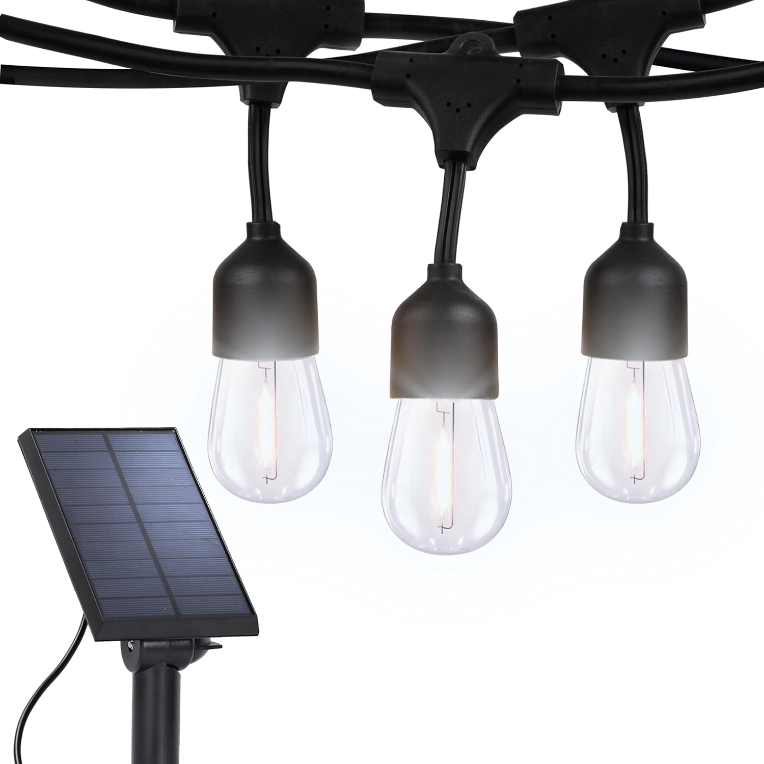 Fantado 25-Socket Outdoor String Light Set – 29ft Black Cord, Shatterproof LED Bulbs, Weatherproof Commercial Lighting