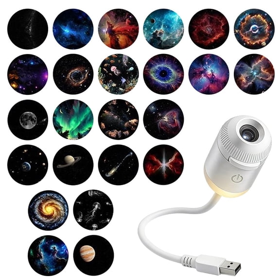 Ambient Bedroom Light Projector, Night Light Projector for Student Room, Star Projector for Bedroom, Kids Room Decor Night Light, Comes with 5 Assorted 1.57In Star & Space