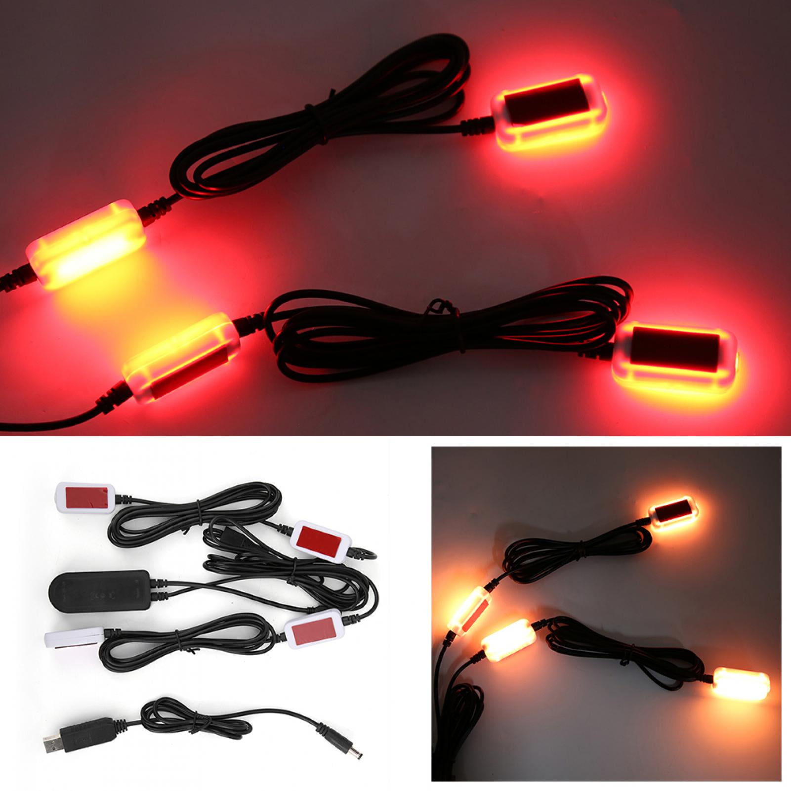 Ambient Light, 4In1 5V/12V Car Interior Ambient Light Lamp RGB 7 Colors Voice APP Control