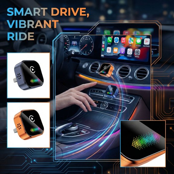 Ambient Lighting Car Interior, 2in1 Smart Wireless Car Ambient Lighting Kit, Orange 1 Pack Interior Car LightsforFootwell, Car Interior Decorwith12V Car AdapterforDaily