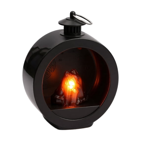 Ambient Lighting Lamp, Fireplace Mantel Decor, Battery Operated Hanging Light, Decorative Lantern, 4X3 Inch Small Round Simulated Faux Flame Accent Light Freestanding Or Hanging