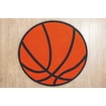 thumbnail image 1 of Ambient Rugs 725 Basketball 2'2" Round Basketball Shaped Rug for Kids Play Area, Anti Skid Rubber Backing, Multicolor, 1 of 7