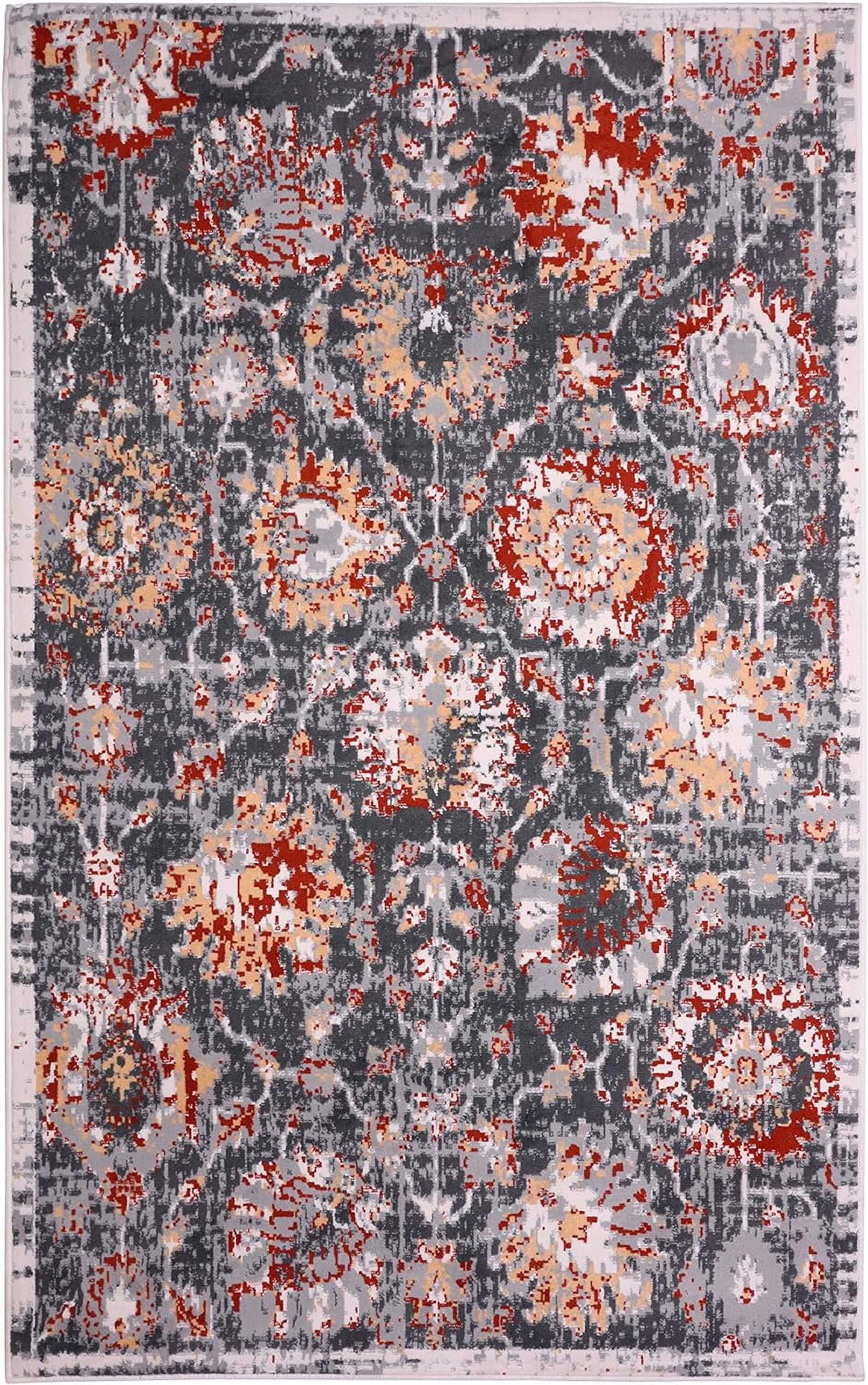 Ambient Rugs Abstract Area Rug - 2 ft. x 4 ft., Dark Grey, Distressed ...