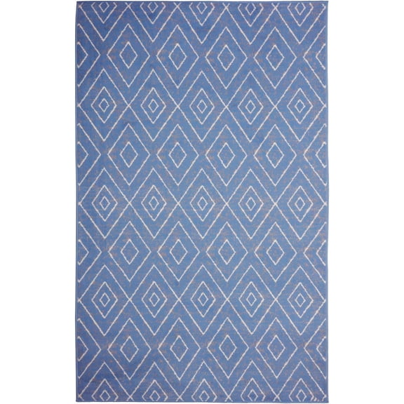 Ambient Rugs Diamond Pattern Area Rug - 3 ft. 6 in. x 5 ft. 6 in., Light Blue, Moroccan, Transitional Rug with Geometric Style
