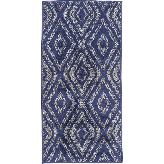 Ambient Rugs Geometric Diamond Rug - 5 ft. x 8 ft., NAvy, Moroccan, Transitional Rug with Patterned Design, Jute Backing