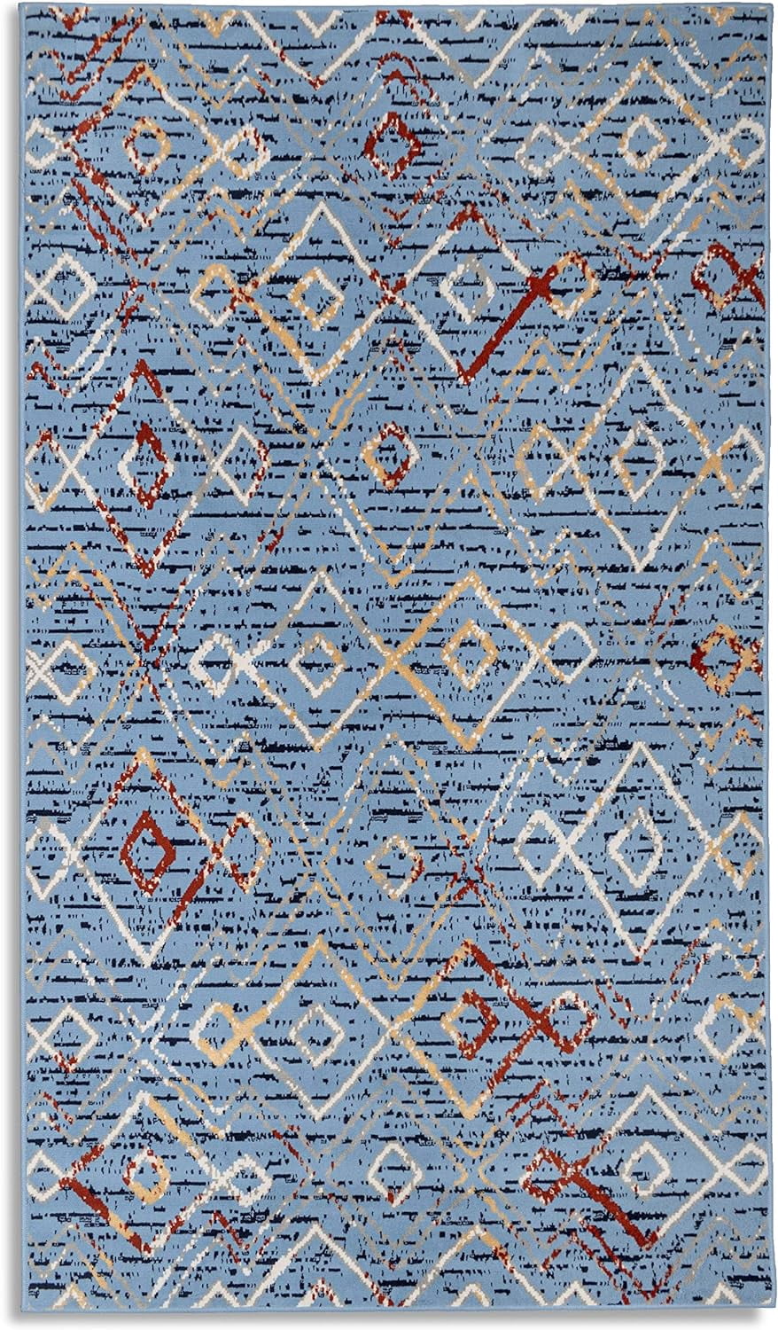 Ambient Rugs Geometric Print Rug - 2 ft. x 4 ft., Light Blue, Moroccan ...
