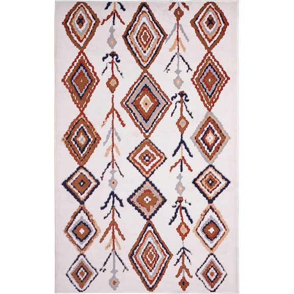 Ambient Rugs Moroccan Diamond Rug - 3 ft. 6 in. x 5 ft. 6 in., Ivory, Geometric, Accent Rug with Transitional Style