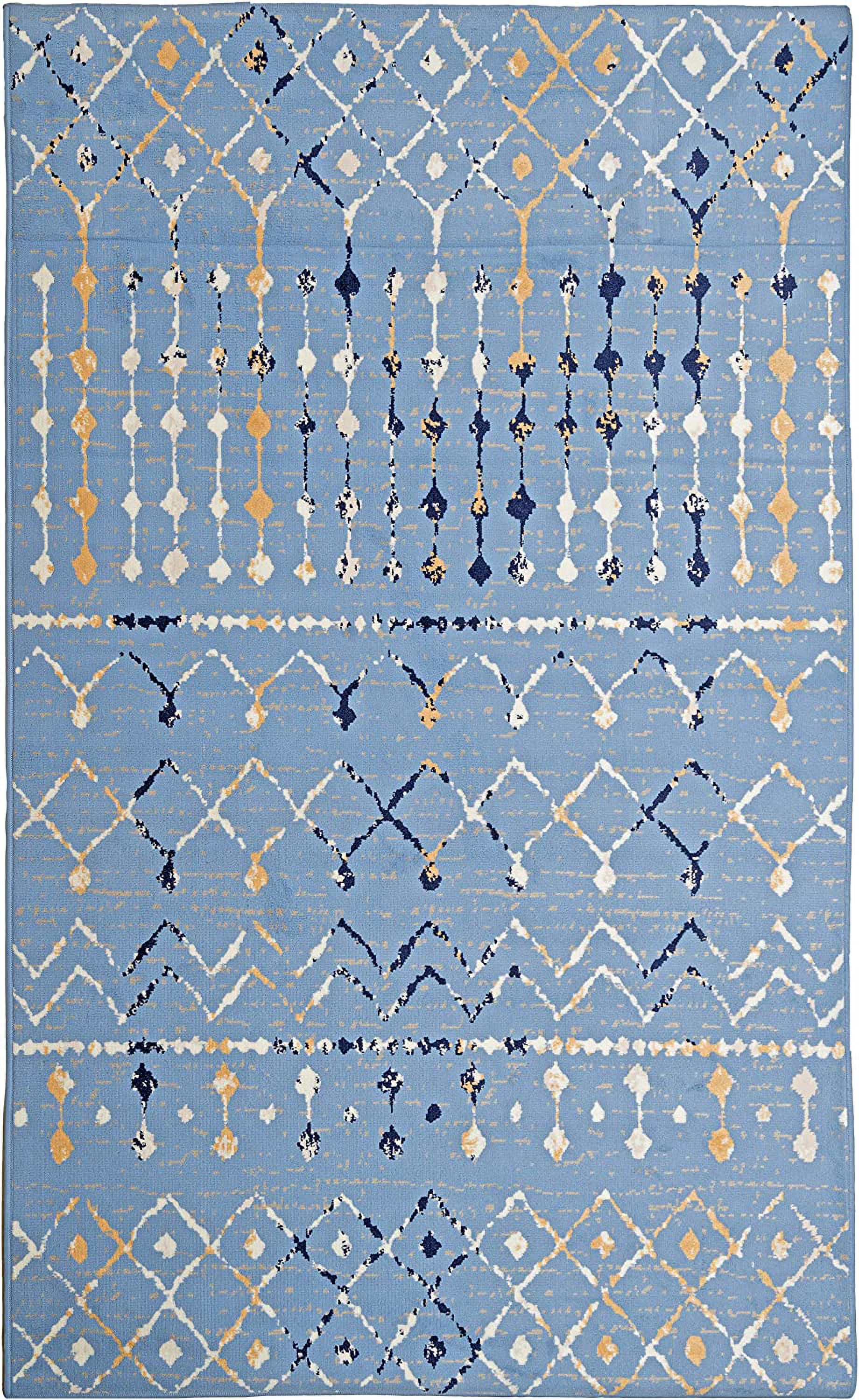 Ambient Rugs Moroccan Style Rug 5 ft. x 8 ft., Light Blue, Distressed