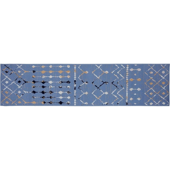Ambient Rugs Moroccan Style Runner Rug - 2 ft. x 8 ft., Light Blue, Distressed Rug with Transitional Design