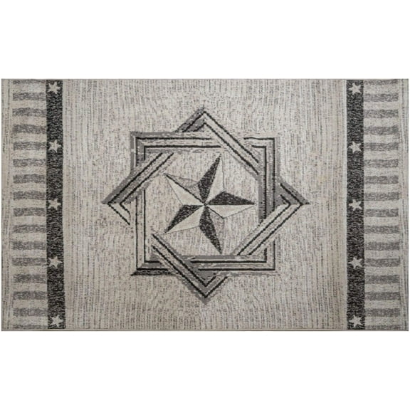 Ambient Rugs Texas Star Rug - 3 ft. 5 in. x 5 ft. 6 in., Peach Rustic, Novelty Lone Star Rug with Border, Jute Backing