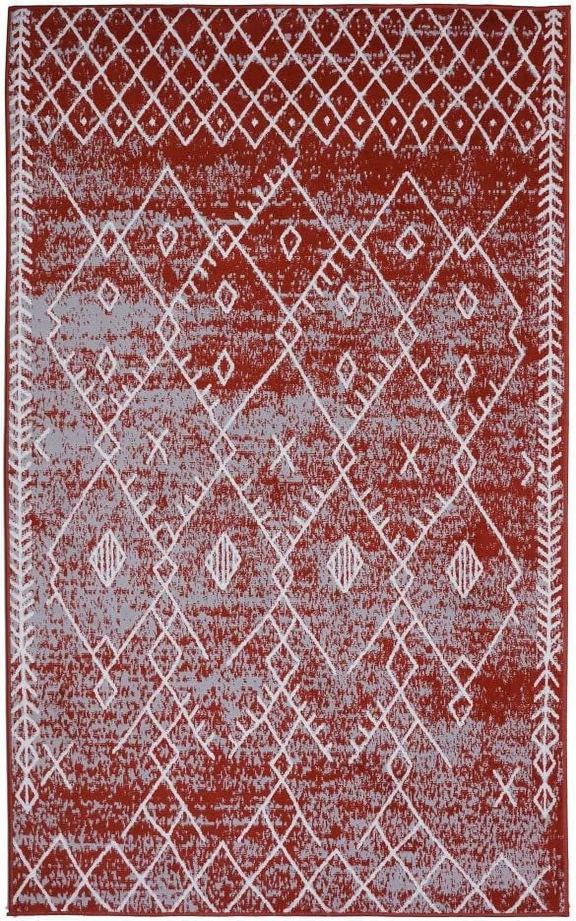 Ambient Rugs Trellis Pattern Rug 7 ft. 8 in. x 11 ft., Rust, Bohemian