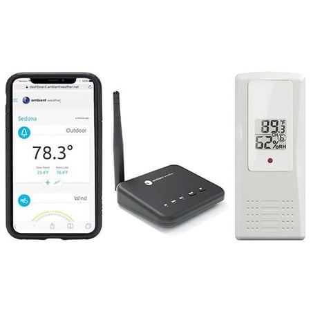 Ambient Weather WS-100 Smart Home Weather Station WiFi Module w/ Outdoor Thermo-Hygrometer