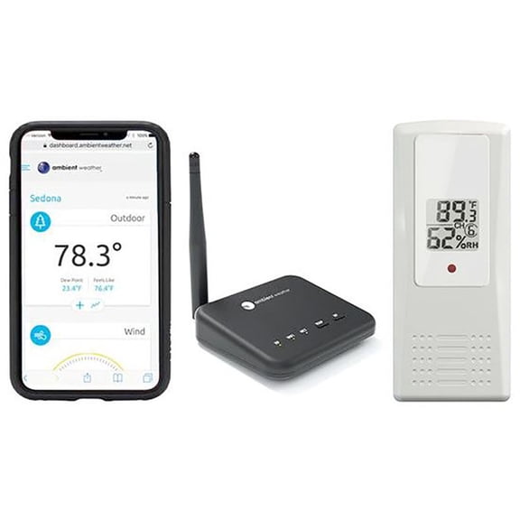 Ambient Weather WS-100 Smart Home Weather Station WiFi Module w/ Outdoor Thermo-Hygrometer